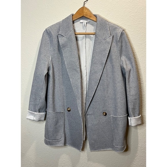 Topshop Jackets & Blazers - Topshop blazer women's size 4 gray double breasted long casual cotton blend